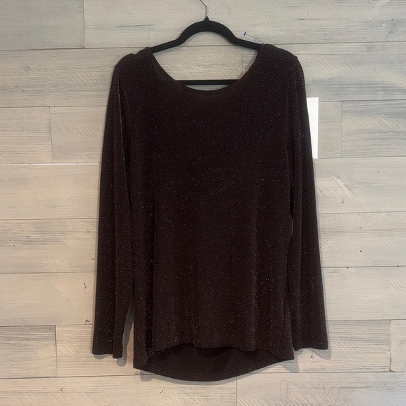 Michael Kors Shimmering Brown Long Sleeve Top - Picture 12 of 12